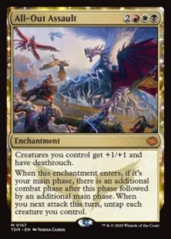 All-Out Assault (foil) - Tarkir: Dragonstorm Planeswalker Stamped