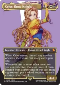 Celes, Rune Knight (#209) (surge foil) (borderless) - Final Fantasy Commander Varianten