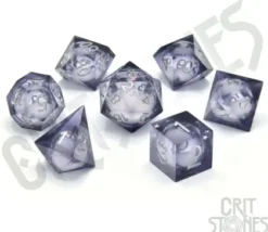 CritStones - Liquid Core Dice Set: Orbital Tide - Silver Ink (7-delig)