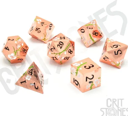 CritStones - Metal Dice Set: Pink Blossom (7-delig)