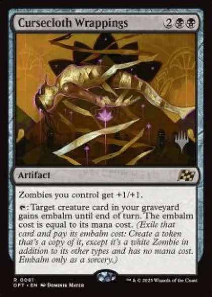 Cursecloth Wrappings (foil) - Aetherdrift Planeswalker Stamped