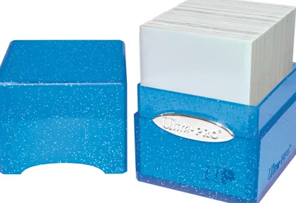 Deckbox Satin Cube Blue with Silver Glitter