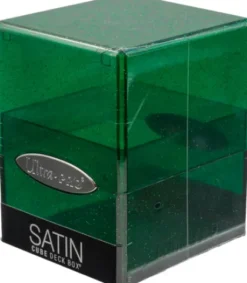 Deckbox Satin Cube Green with Silver Glitter