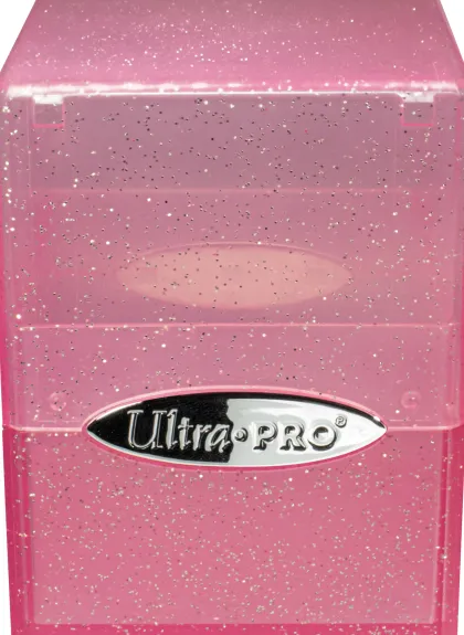 Deckbox Satin Cube Pink with Silver Glitter