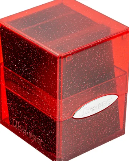Deckbox Satin Cube Red with Silver Glitter