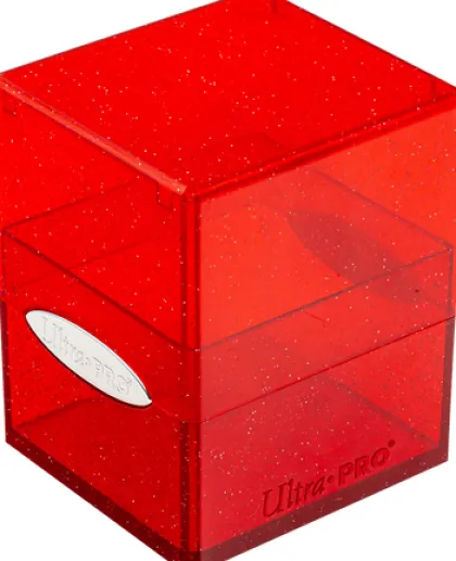 Deckbox Satin Cube Red with Silver Glitter