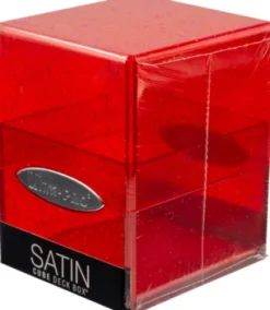 Deckbox Satin Cube Red with Silver Glitter