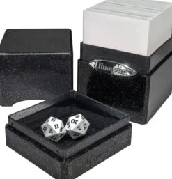 Deckbox Satin Tower Black with Silver Glitter