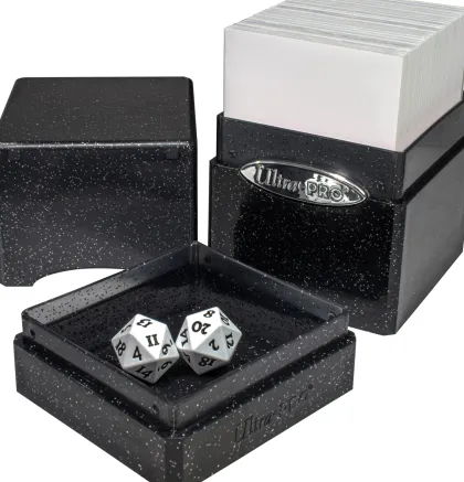Deckbox Satin Tower Black with Silver Glitter