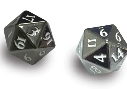 Dice Set D20 Heavy Metal: Gun Metal (2 stuks)