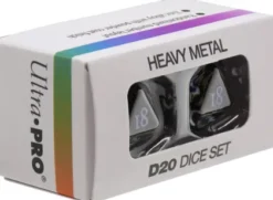 Dice Set D20 Vivid Heavy Metal: Black (2 stuks)