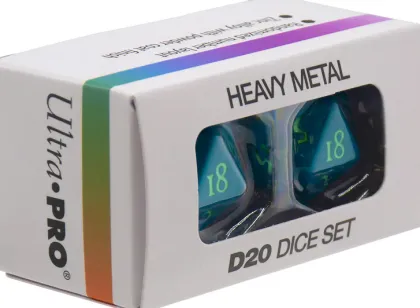 Dice Set D20 Vivid Heavy Metal: Teal (2 stuks)