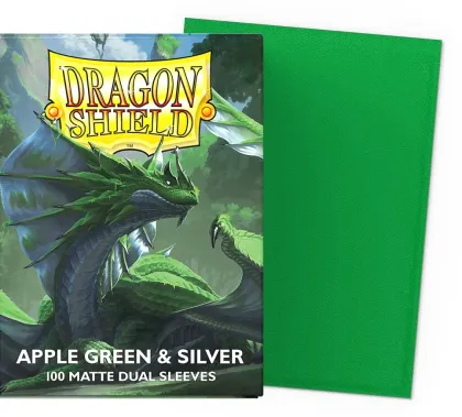 Dragon Shield Dual Matte Sleeves: Apple Green & Silver (100 stuks)