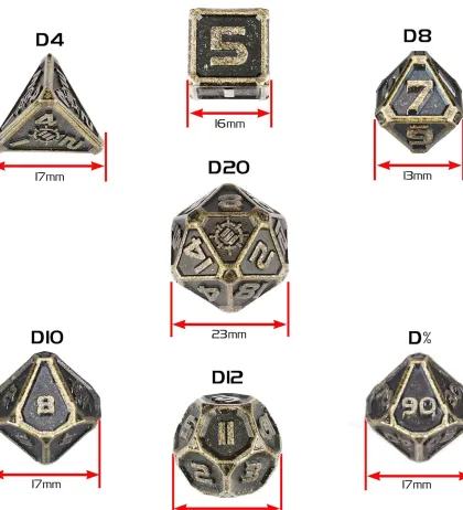 ENHANCE - Metal RPG Dice Set: Ancient Bronze (7 stuks)