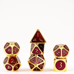 FanRoll - Dice Set: Gold with Purple Enamel (7-delig)