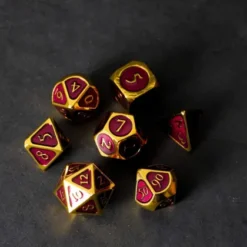 FanRoll - Dice Set: Gold with Purple Enamel (7-delig)