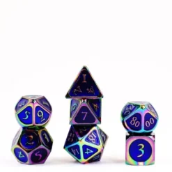 FanRoll - Dice Set: Rainbow with Blue Enamel (7 stuks)