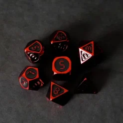 FanRoll - Dice Set: Red with Black Enamel(7-delig)