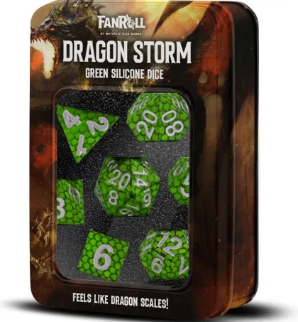 FanRoll Dragon Storm -Sharp Edge Silicone Dice Set: Green Dragon Scales (7-delig)