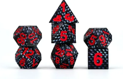 FanRoll Dragon Storm - Sharp Edge Silicone Dice Set: Black Dragon Scales (7-delig)