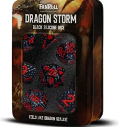 FanRoll Dragon Storm - Sharp Edge Silicone Dice Set: Black Dragon Scales (7-delig)