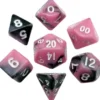 FanRoll - Mini Dice Set: Pink/Black with White Numbers (7-delig)