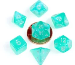 FanRoll - Mini Dice Set: Stardust Turquoise (7-delig)