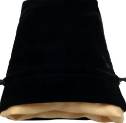 FanRoll - Small Velvet Dice Bag: Black with Gold Satin