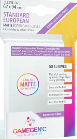 Gamegenic Matte Board Game Sleeves - Purple 62 x 94 mm (50 stuks)