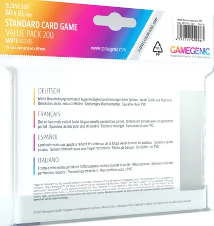 Gamegenic Matte Sleeves Value Pack (200 stuks)