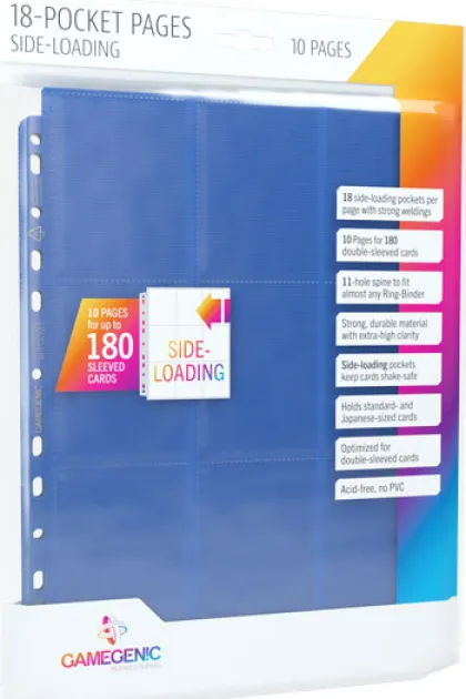 Gamegenic 18-Pocket Sideloading Pages Blue (10 stuks)