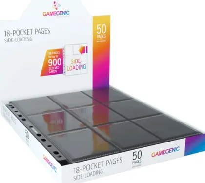 Gamegenic 18-Pocket Sideloading Pages Black (50 stuks)