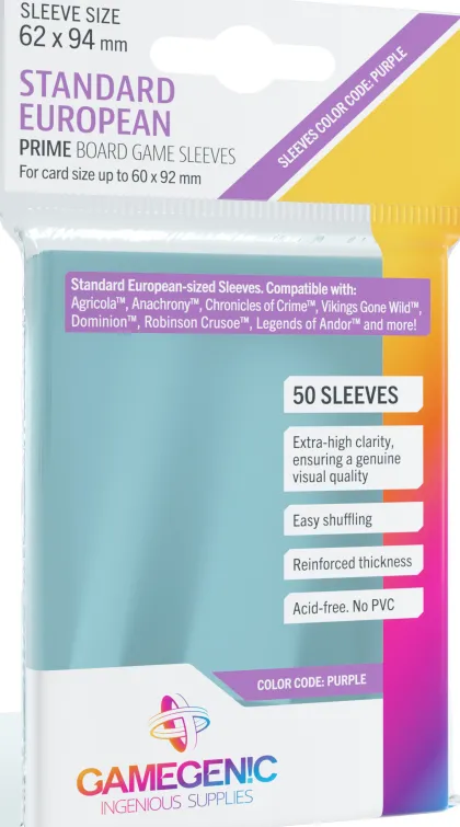 Gamegenic Prime Board Game Sleeves - Purple 62 x 94 mm (50 stuks)