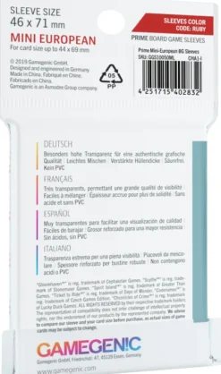 Gamegenic Prime Board Game Sleeves - Ruby 46 x 71 mm (50 stuks)