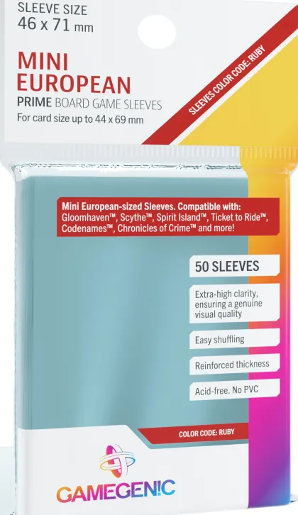 Gamegenic Prime Board Game Sleeves - Ruby 46 x 71 mm (50 stuks)