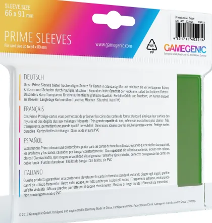 Gamegenic Sleeves Prime Green (100 stuks)
