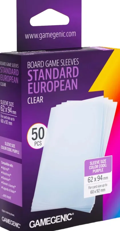Gamegenic Standard European Sleeves - Clear 62 x 94 mm (50 stuks)