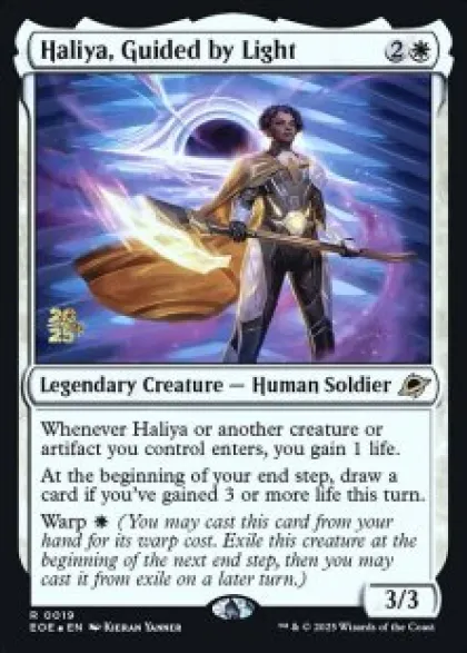Haliya, Guided by Light (foil) - Edge of Eternities prerelease Promo's