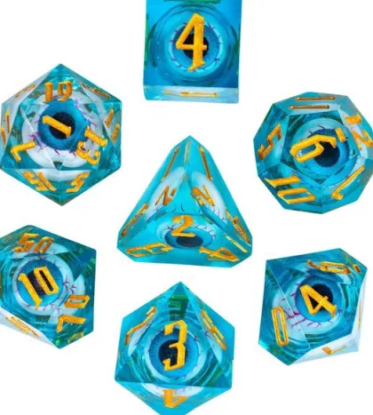 Hot Games - Liquid Dice Set: Eye Blue (7-delig)