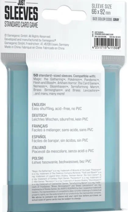 Just Sleeves - Standard Card Game Sleeves: Clear (50 stuks)