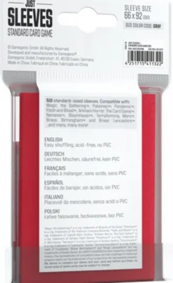Just Sleeves - Standard Card Game Sleeves: Red (50 stuks)