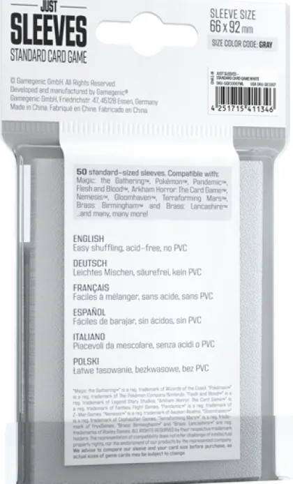 Just Sleeves - Standard Card Game Sleeves: White (50 stuks)