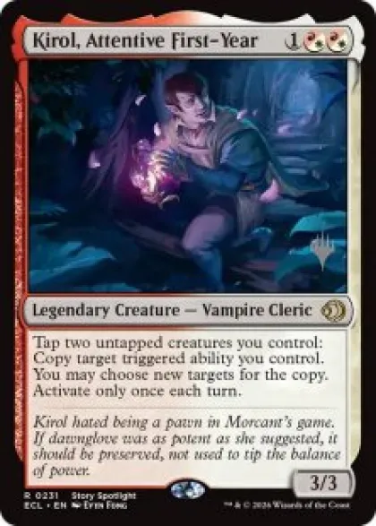 Kirol, Attentive First-Year (foil) - Lorwyn Eclipsed Planeswalker Stamped
