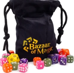 Luxe dobbelsteenzakje Bazaar of Magic & Spellenwinkel.nl (Zwart met goud)