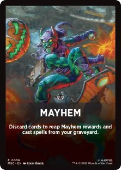 Mayhem front card - Marvel Super Heroes Commander