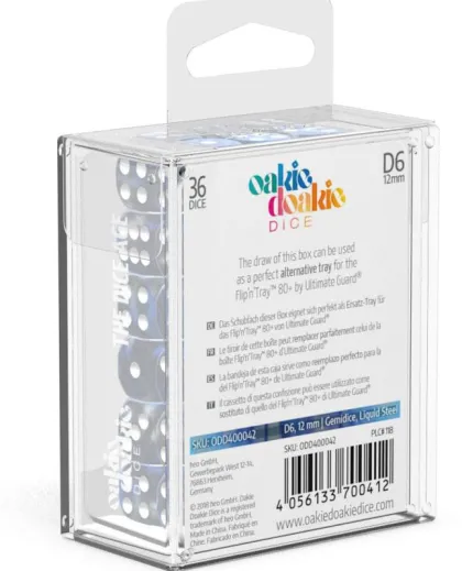 Oakie Doakie Dice Set D6 Gemidice: Liquid Steel (36 stuks)