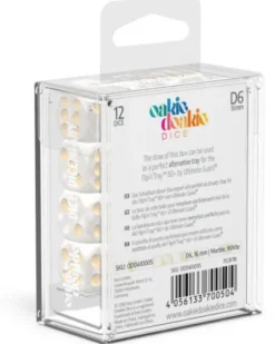Oakie Doakie Dice Set D6 Marble: White (12 stuks)