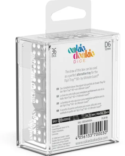Oakie Doakie Dice Set D6 Marble: Black (36 stuks)