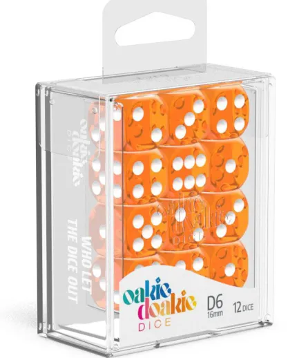 Oakie Doakie Dice Set D6 Translucent: Orange (12 stuks)