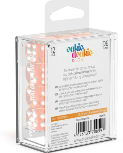 Oakie Doakie Dice Set D6 Translucent: Orange (12 stuks)